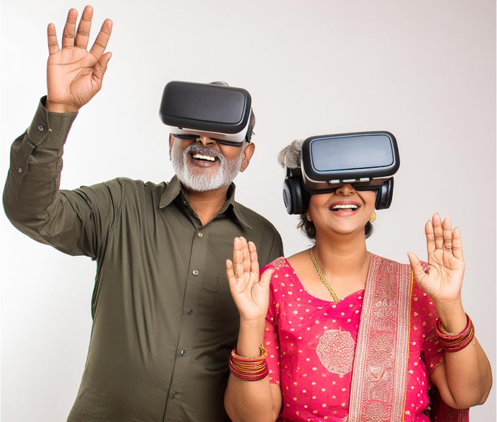 Sevam Old Age Couple Enjoying VR